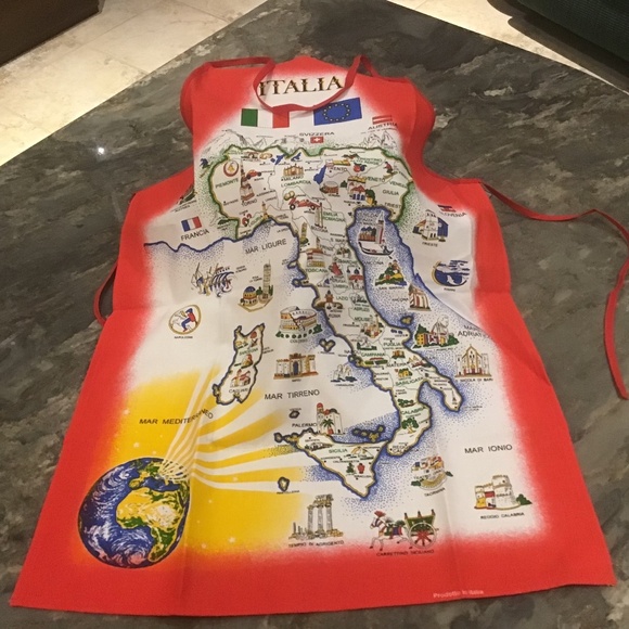 Souvenir Italia Cotton Apron, Italy Cooking or Decorative Apron New Never Used - Picture 1 of 5